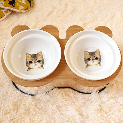 Spine Protection Bowl Holder for Cat Food and Water